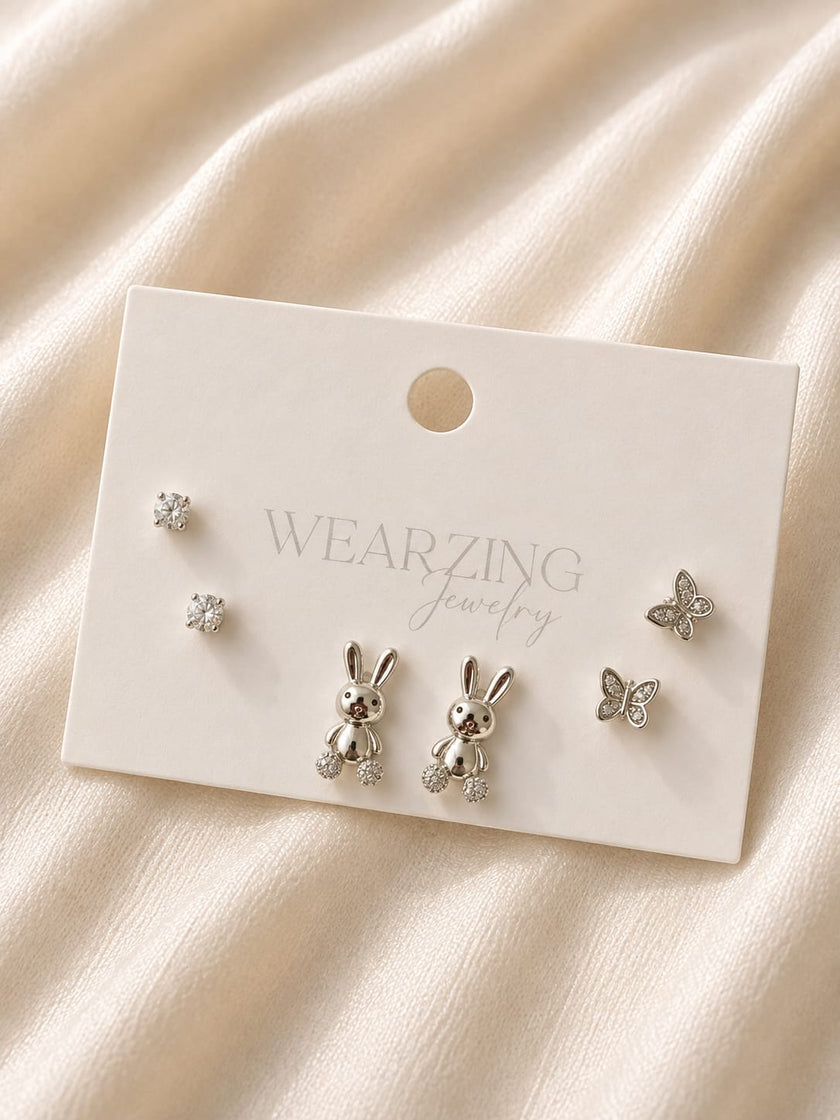 Minimal Stud Set of 3 WearZing - Crystal Jewelry Store in India