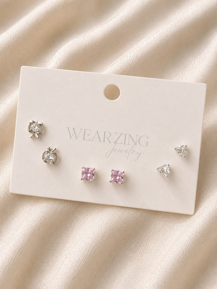 Minimal Stud Set of 3 WearZing - Crystal Jewelry Store in India