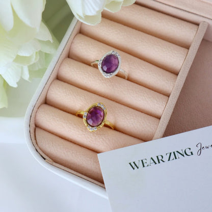 Amethyst Dine Ring (with CZ) WearZing 