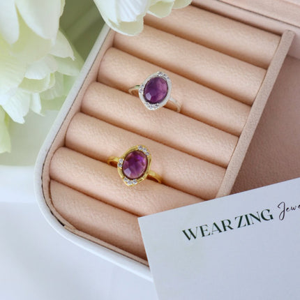 Amethyst Dine Ring (with CZ) WearZing 