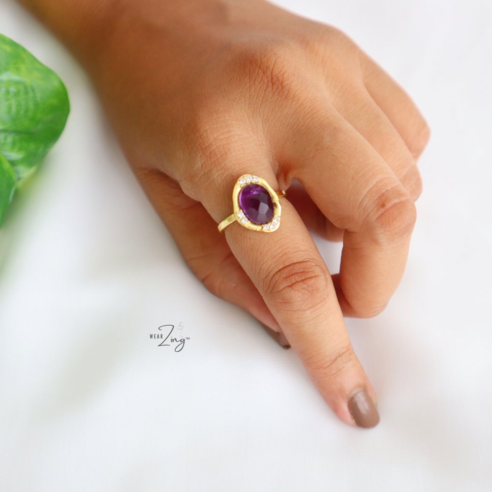 Amethyst Dine Ring (with CZ) WearZing 