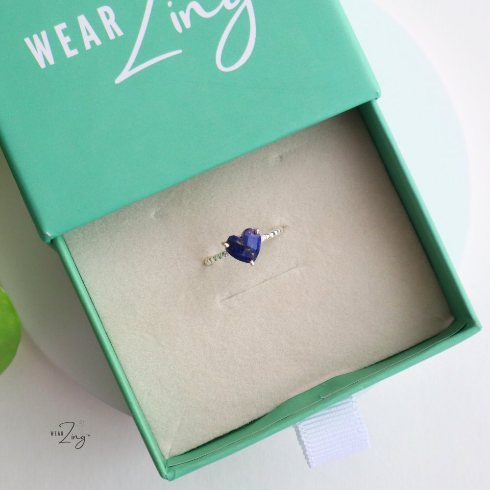 Amore Heart Ring WearZing Lapis Lazuli 