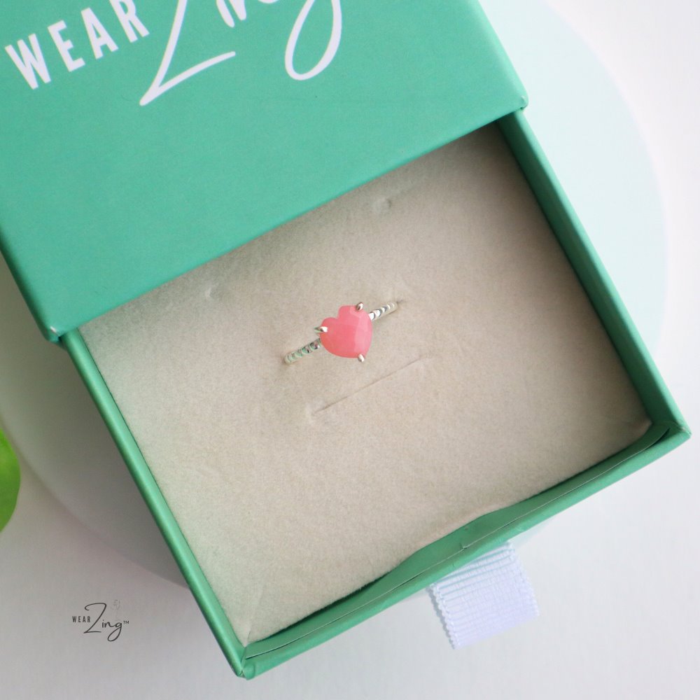 Amore Heart Ring WearZing Pink Calcedony 