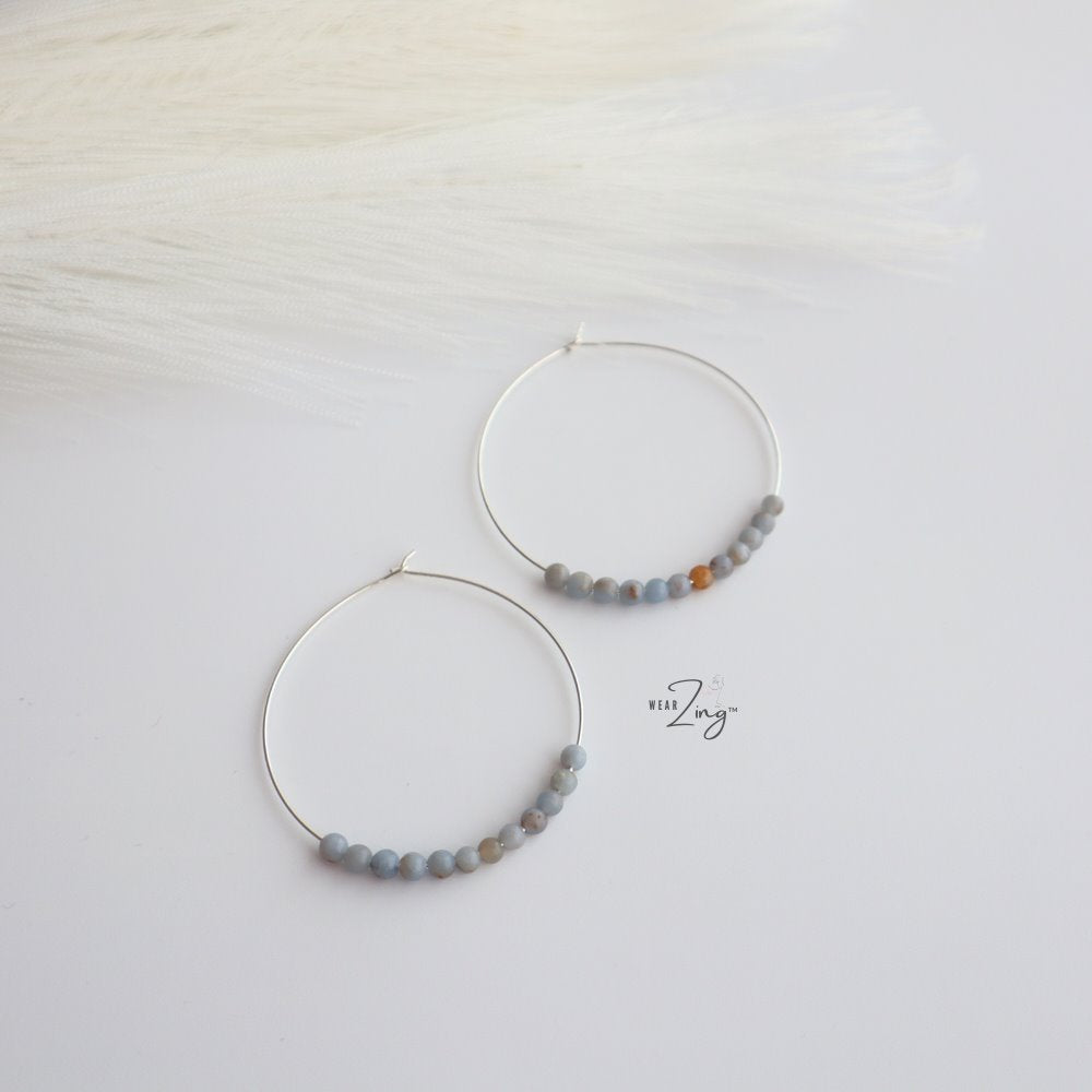 Angelite Bead Hoops Jewelry WearZing 