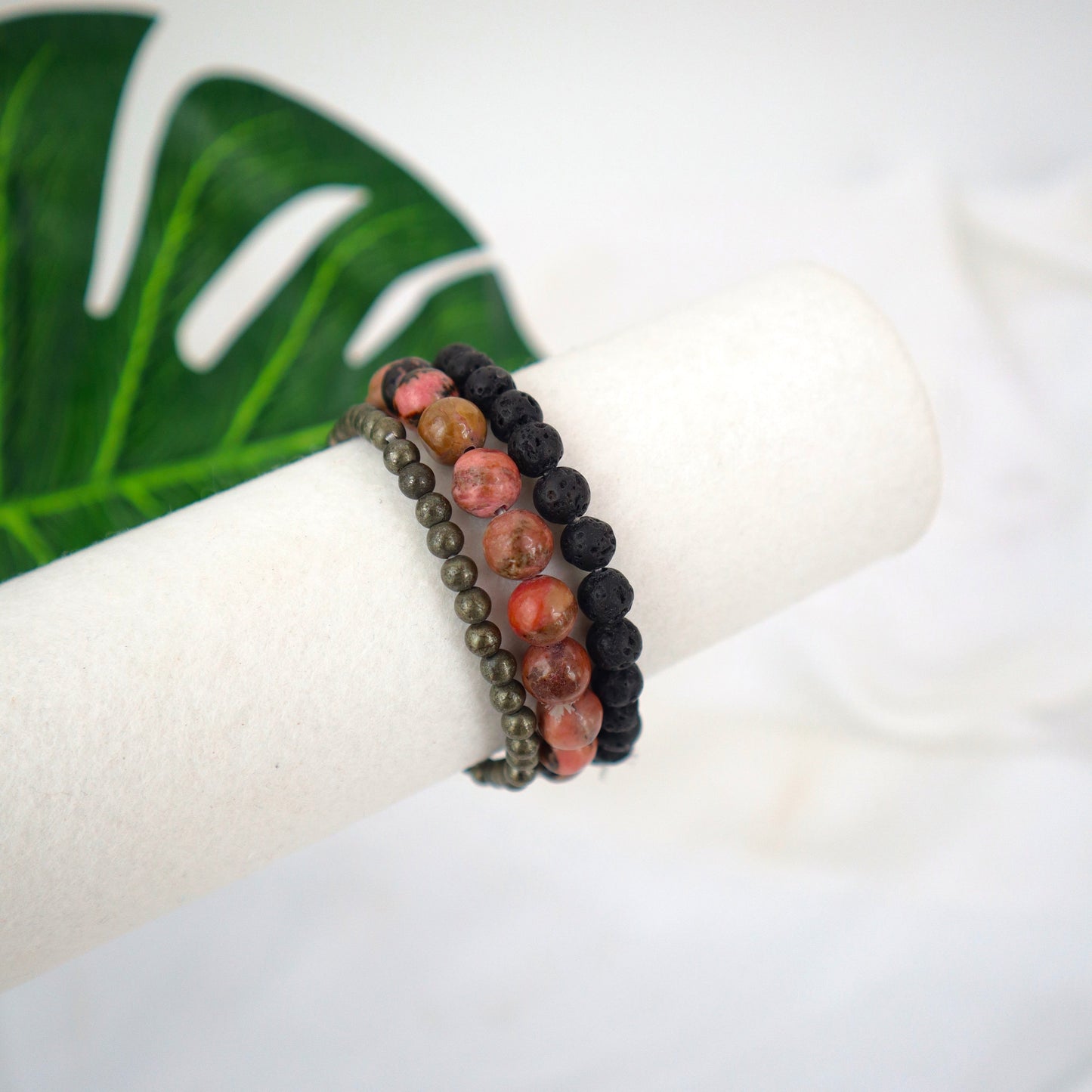 Beads Up Bracelet Stack Jewelry WearZing Dark Blush 