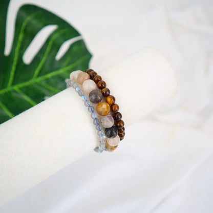 Beads Up Bracelet Stack Jewelry WearZing Earthy Browns 