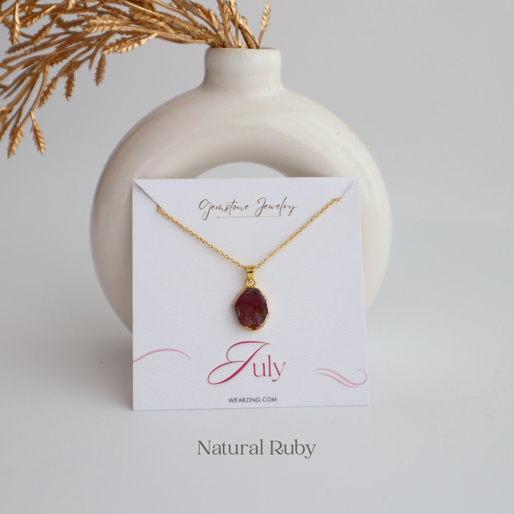 Birth Stone Pendant WearZing July - Natural Ruby 