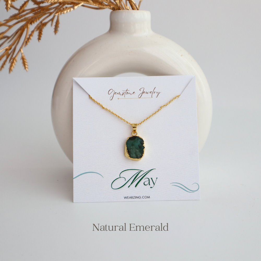 Birth Stone Pendant WearZing May - Natural Emerald 