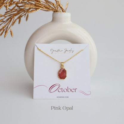 Birth Stone Pendant WearZing October - Pink Opal 