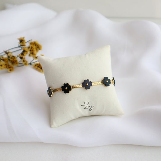Black Flora Chain Bracelet WearZing 