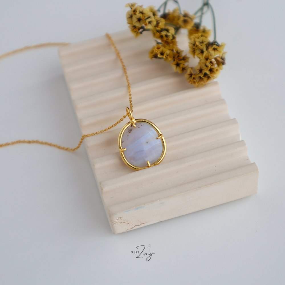 Blue Lace Agate - Nova Pendant WearZing Gold 