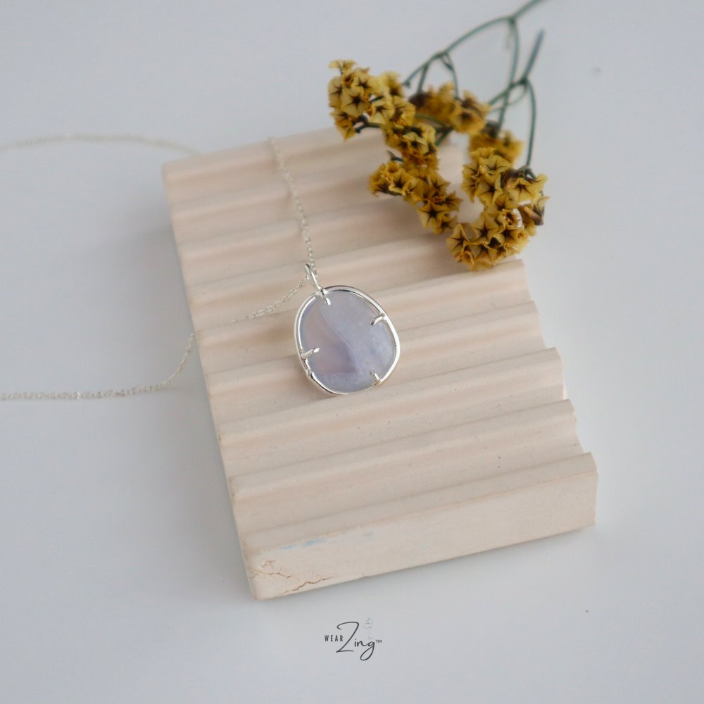 Blue Lace Agate - Nova Pendant WearZing Silver 