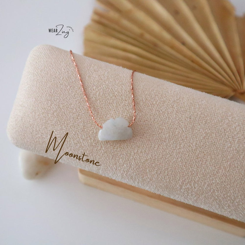 Cloudy Gleam Pendant (Rose Gold) WearZing Moonstone 