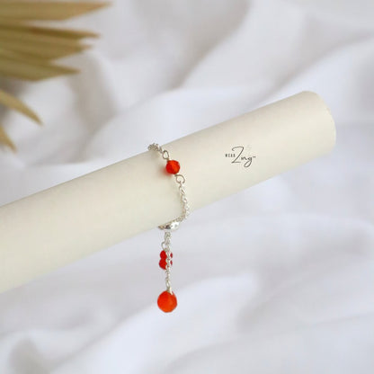 Dainty Chain Rings Jewelry WearZing Carnelian Silver 