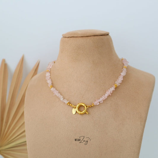 Diona Crystal Neckpiece - Rose Quartz WearZing 