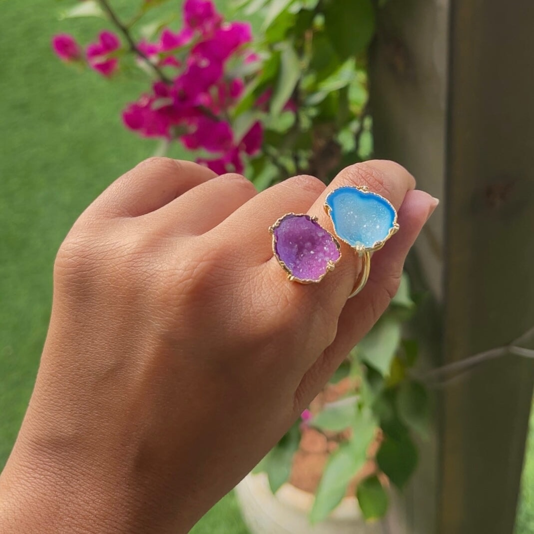 Double Druzy Agate Ring WearZing 