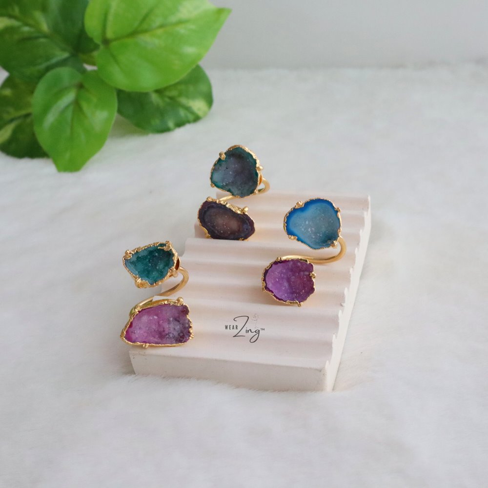 Double Druzy Agate Ring WearZing 