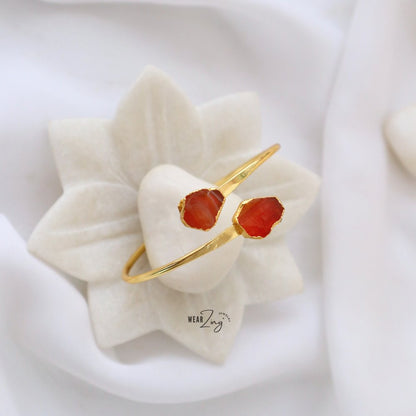 Double Raw Stone Cuff WearZing Carnelian 