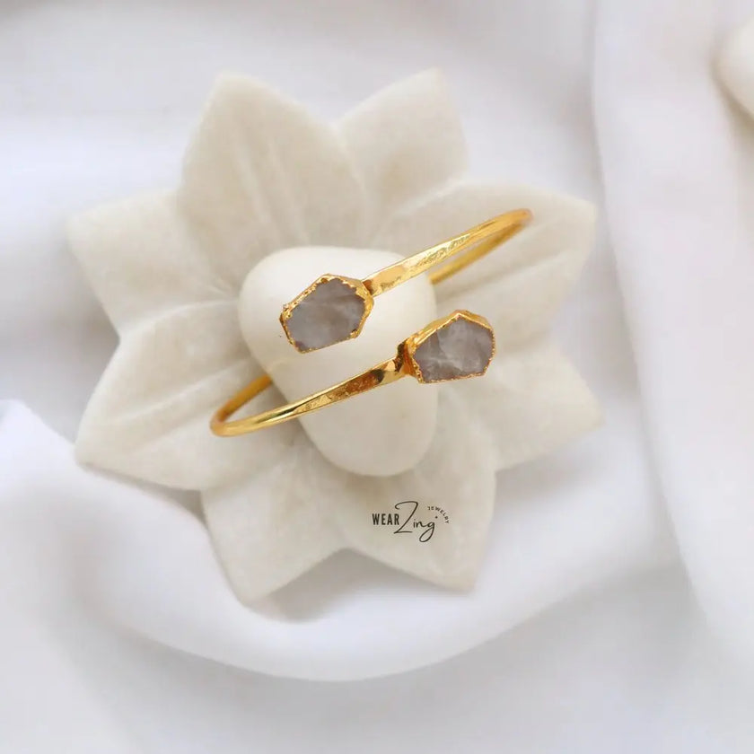 Double Raw Stone Cuff WearZing - Crystal Jewelry Store in India