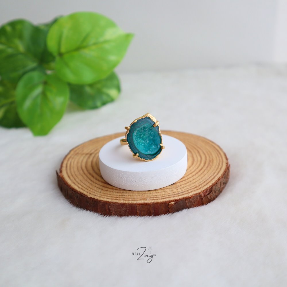 Druzy Agate Ring WearZing Green 1 