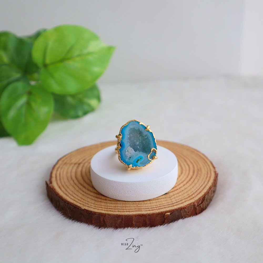 Druzy Agate Ring WearZing Light Blue 1 