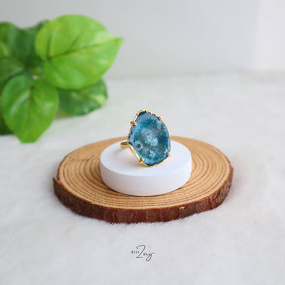 Druzy Agate Ring WearZing Light Blue 2 