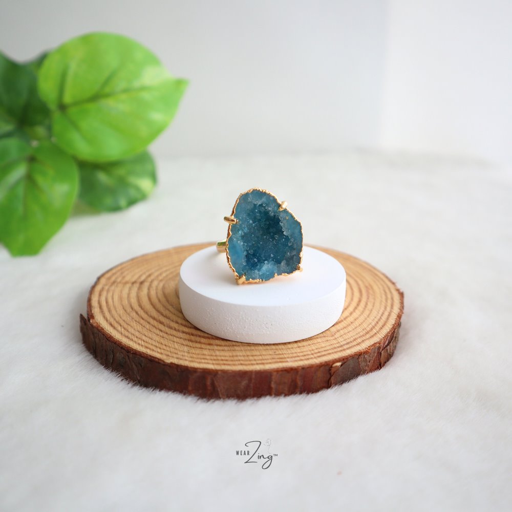 Druzy Agate Ring WearZing Light Blue 3 