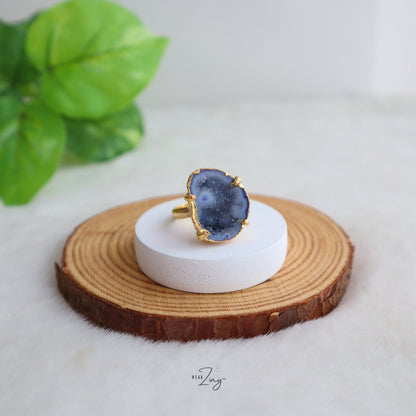 Druzy Agate Ring WearZing Navy Blue 2 