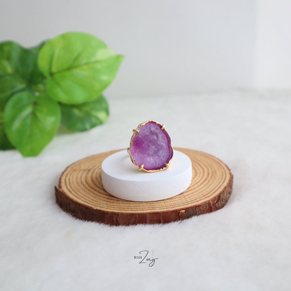 Druzy Agate Ring WearZing Pink 1 