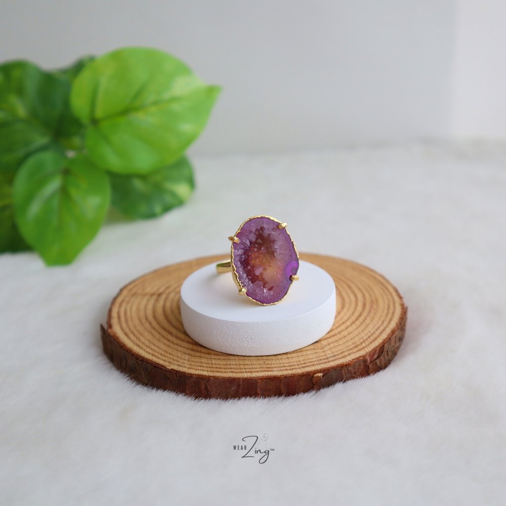 Druzy Agate Ring WearZing Pink 4 