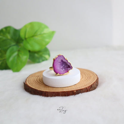 Druzy Agate Ring WearZing Pink 5 