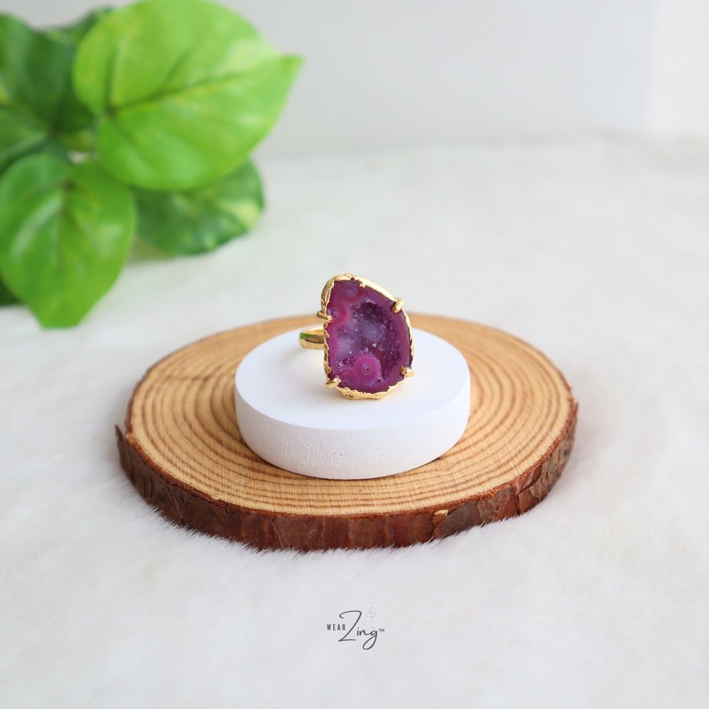 Druzy Agate Ring WearZing Pink 7 