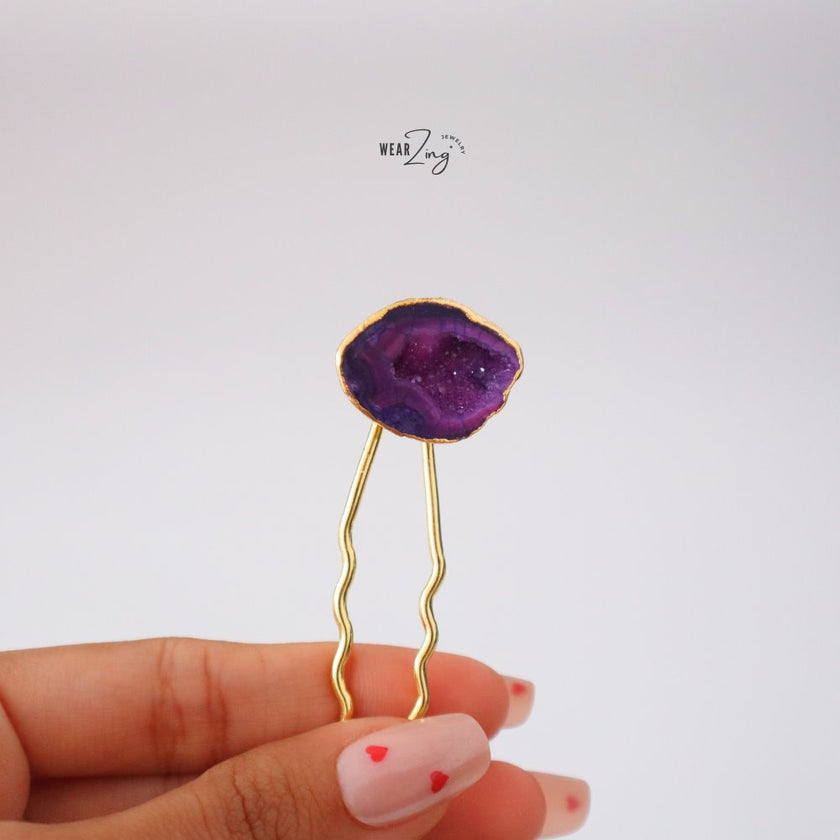 Druzy Hair Pins WearZing Dark Pink 