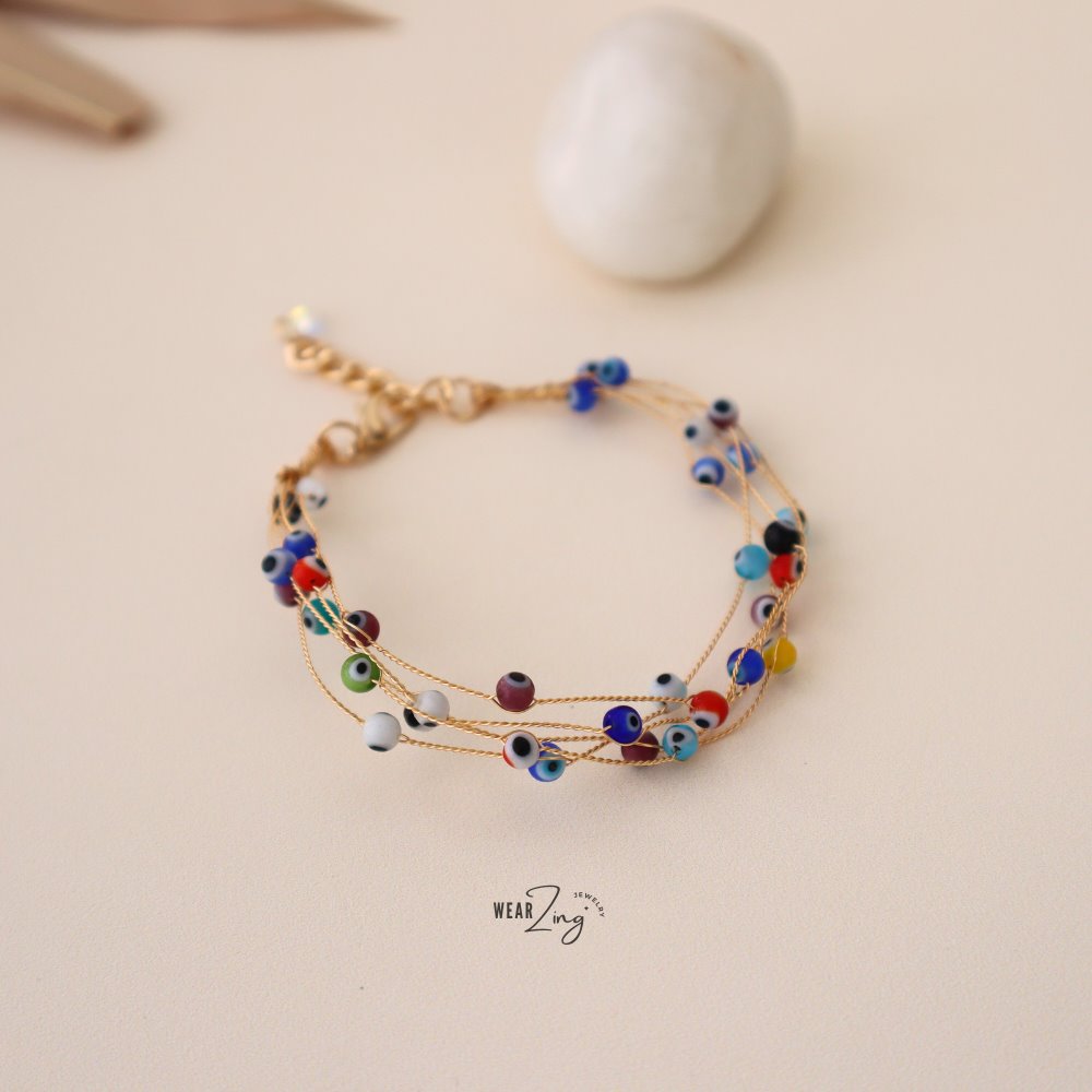 Evil Eye Bead Wire Bracelet WearZing 