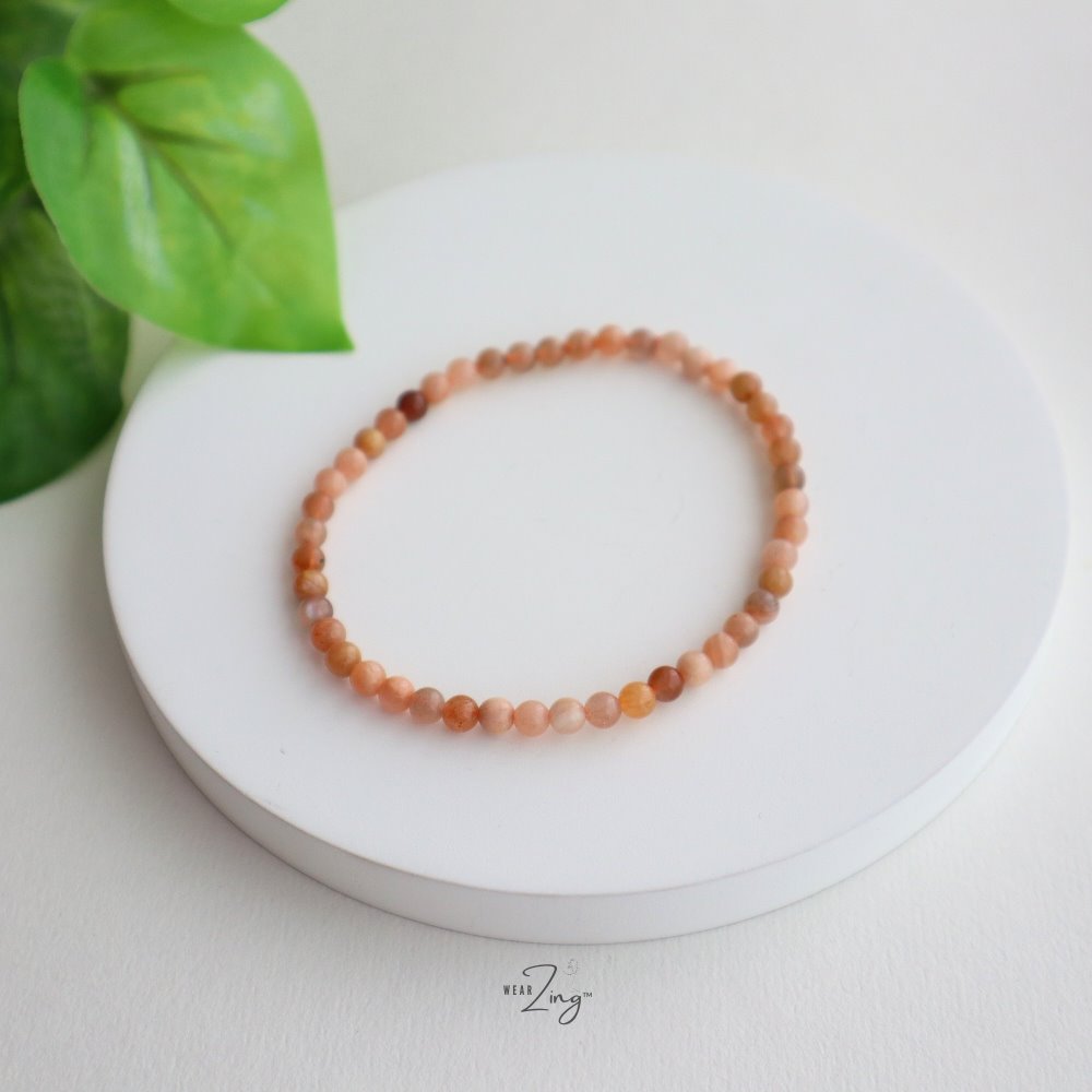 Gem Beads Bracelet (Small) Jewelry WearZing Peach Moonstone 