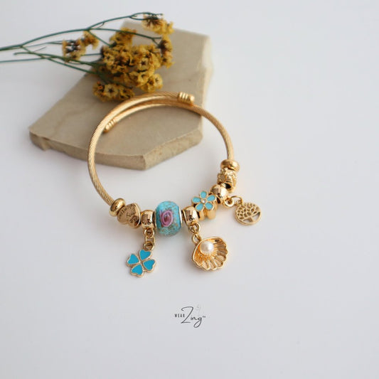 Gold Dip Charm Bracelet - Blue WearZing 