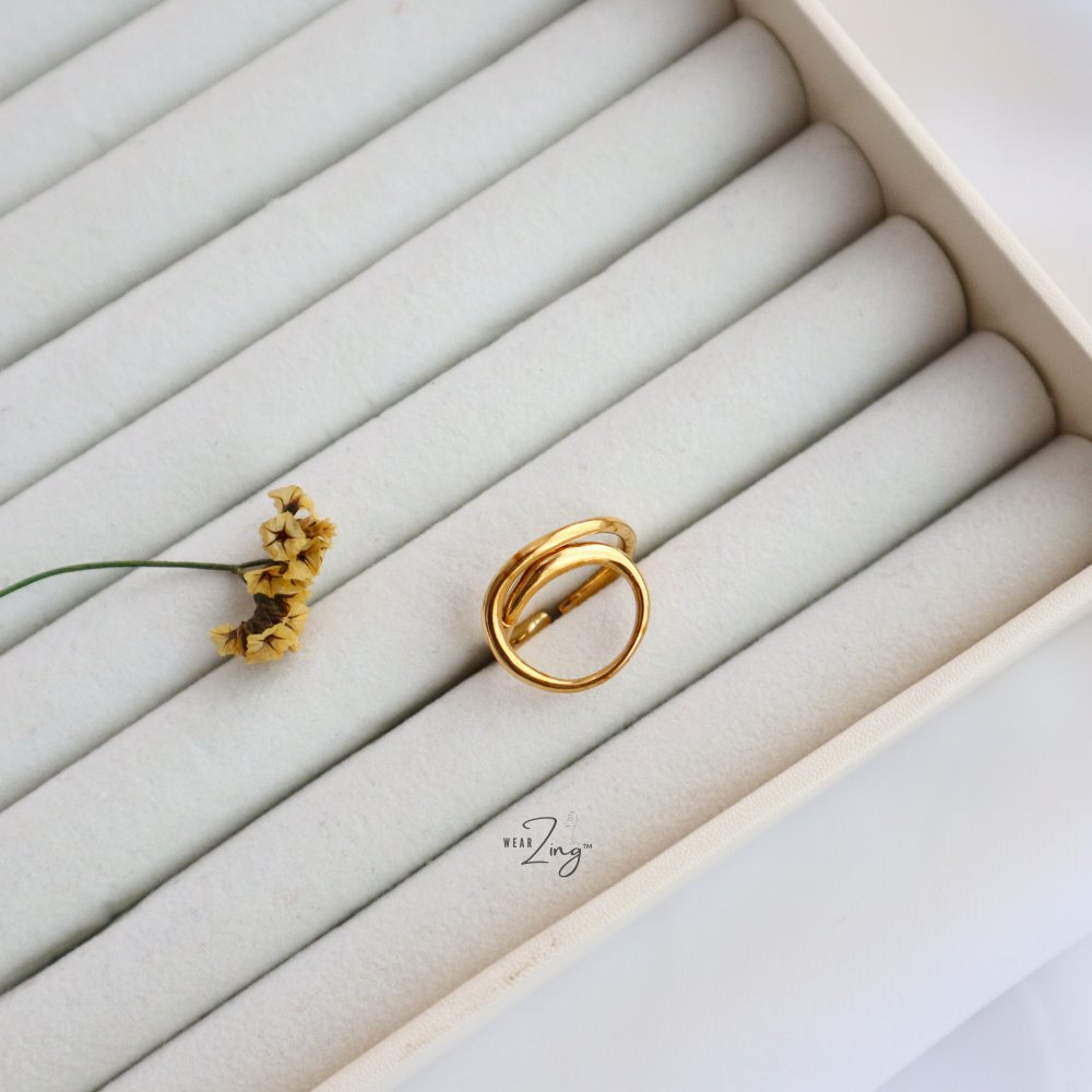 Gold Line Statement Ring WearZing 
