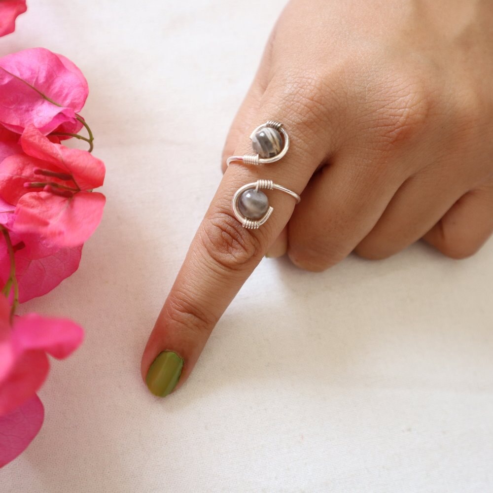 Grey Double Bead Ring WearZing 