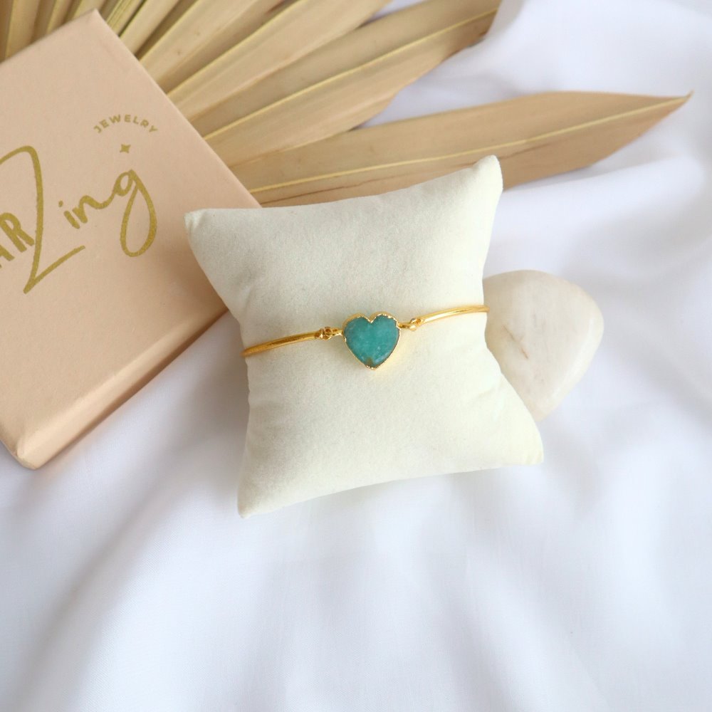 Heart Crystal Bands WearZing Amazonite Gold 