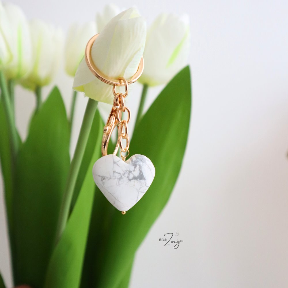 Heart Keychains WearZing Howlite 