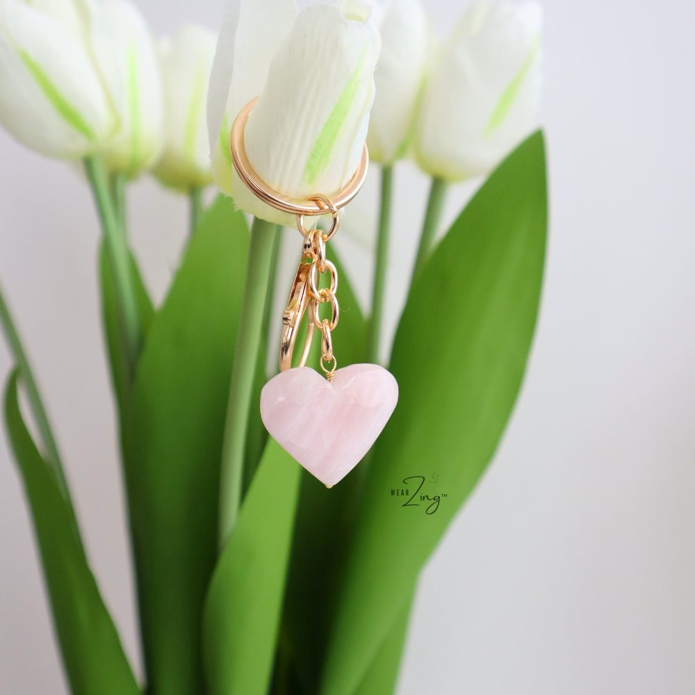 Heart Keychains WearZing Rose Quartz 