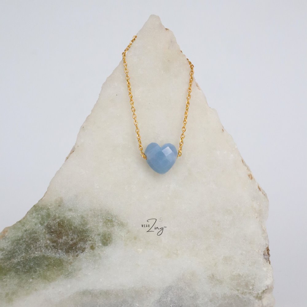 Heart Soul Pendant WearZing Blue Opal - Gold 