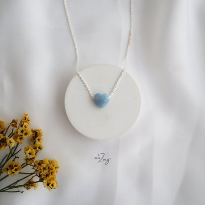 Heart Soul Pendant WearZing Blue Opal - Silver 