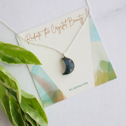 Labradorite Crescent Pendant WearZing Silver 