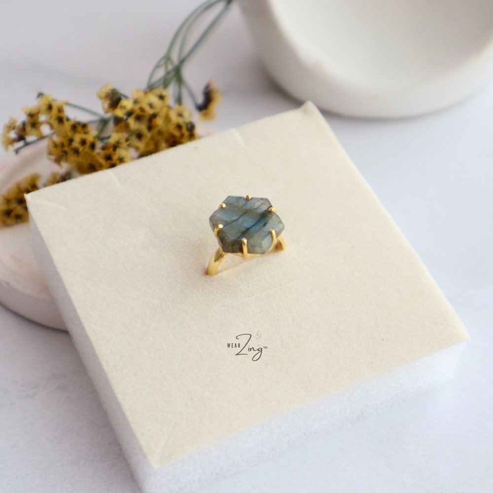 Labradorite Flower Ring Jewelry WearZing 