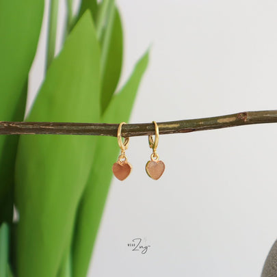 Mini Heart Drops Jewelry WearZing Peach Moonstone Gold 