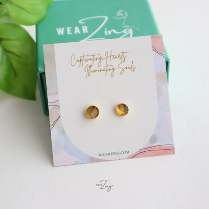 Mini Plated Studs WearZing Citrine Gold 