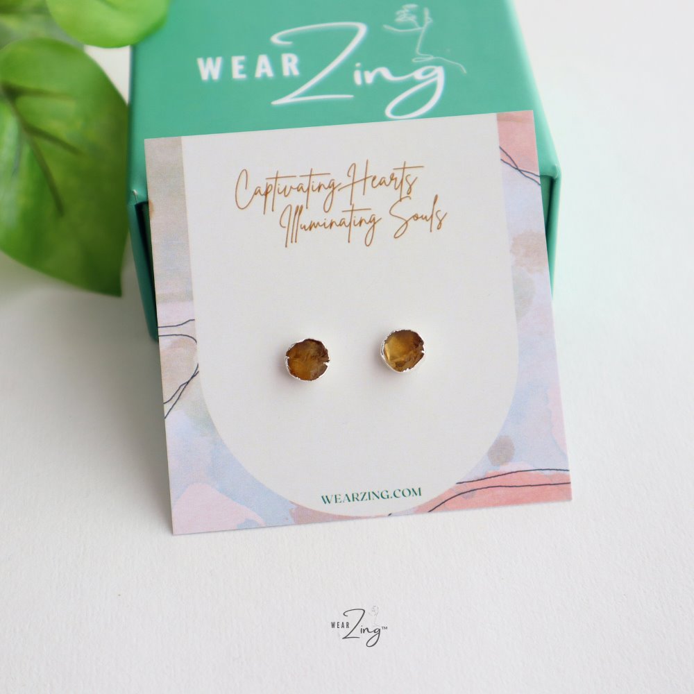 Mini Plated Studs WearZing Citrine Silver 