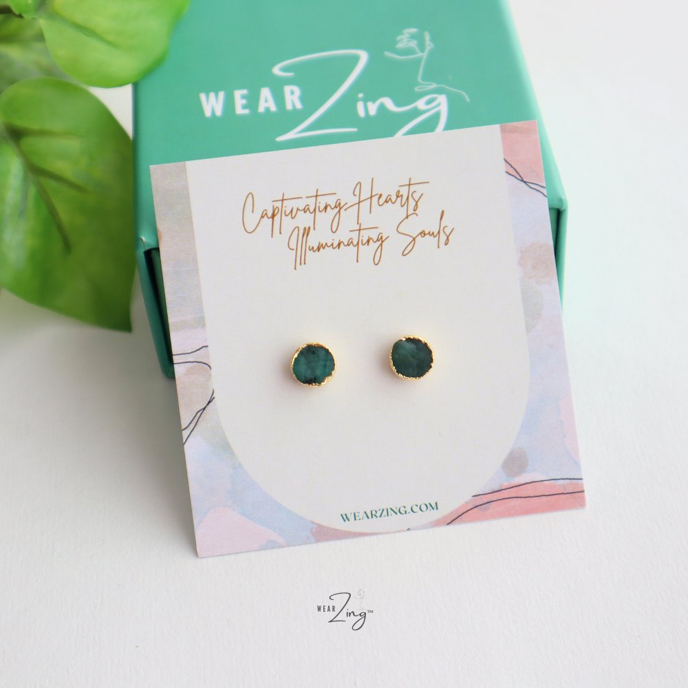 Mini Plated Studs WearZing Emerald Gold 