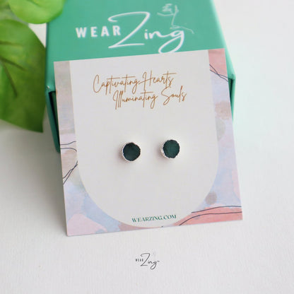 Mini Plated Studs WearZing Emerald Silver 